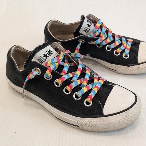 CONVERSE black canvas low top no tie sneakers size 8 - Picture 9 of 11